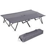 Outsunny Double Camping Cot Bed, with Bag – Grey