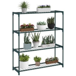 Outsunny Four-Tier Steel Plant Shelf - Black