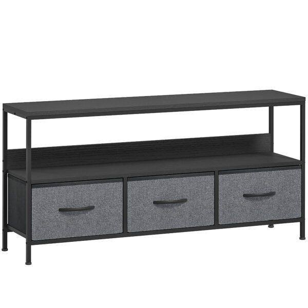 HOMCOM TV Stand Cabinet with 3 Foldable Drawers – Black HOMCOM TV Stand Cabinet with 3 Foldable Drawers – Black