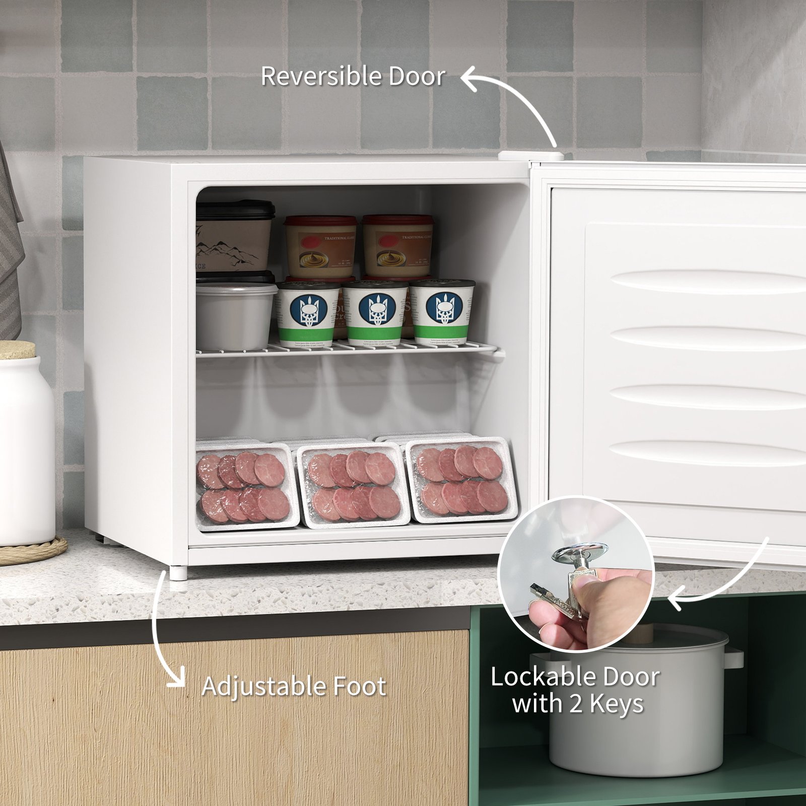HOMCOM 35L Mini Freezer, -24? to -14? Temperature - White - Image 6