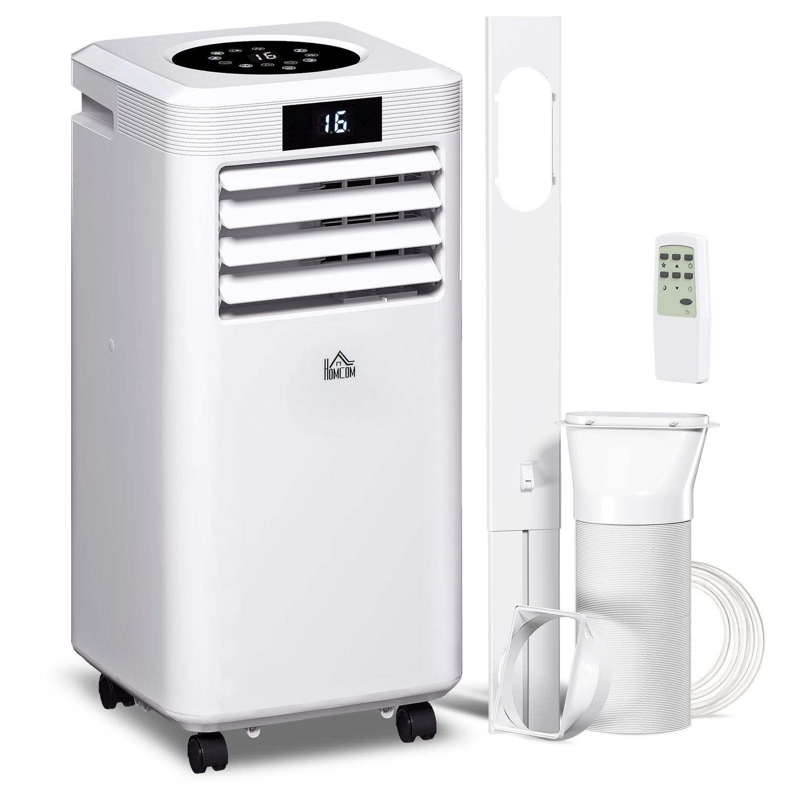 HOMCOM 10000 BTU Air Conditioning Unit, 3-in-1 Portable Air Conditioner, Dehumidifier, Cooling Fan with Remote Control, Digital Display, 2 Speeds, 24H Timer, Window Venting Kit, 22m²