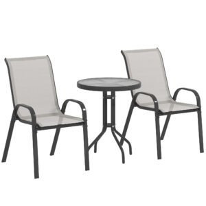 Outsunny Three-Piece Outdoor Garden Set - Light Grey