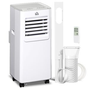 HOMCOM 7000 BTU Air Conditioning Unit, 3-in-1 Portable Air Conditioner, Dehumidifier, Cooling Fan with 2 Speeds, 24H Timer, Remote Control, LED Display, Window Venting Kit, 15m²
