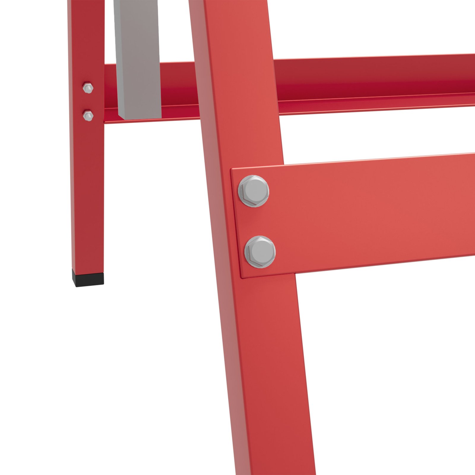 HOMCOM Set of 2 Adjustable Telescopic Builders Trestle, DIY Steel Work Bench Carpenter, Folding Saw Horse Tools Red - Image 9
