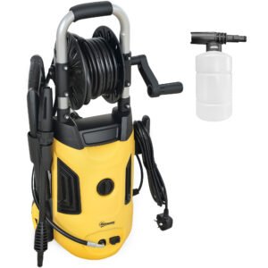 Outsunny 1800W High Pressure Washer, 150 Bar Pressure, 420 L/h Flow, Portable Power Washer Jet Wash Cleaner with Adjustable Nozzle, 6M Hose, Hose Reel, Steel Handle for Home Patio Car Driveway, Yellow