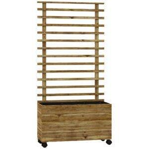 Outsunny Wooden Raised Planter, with Back Trellis - Natural Finish