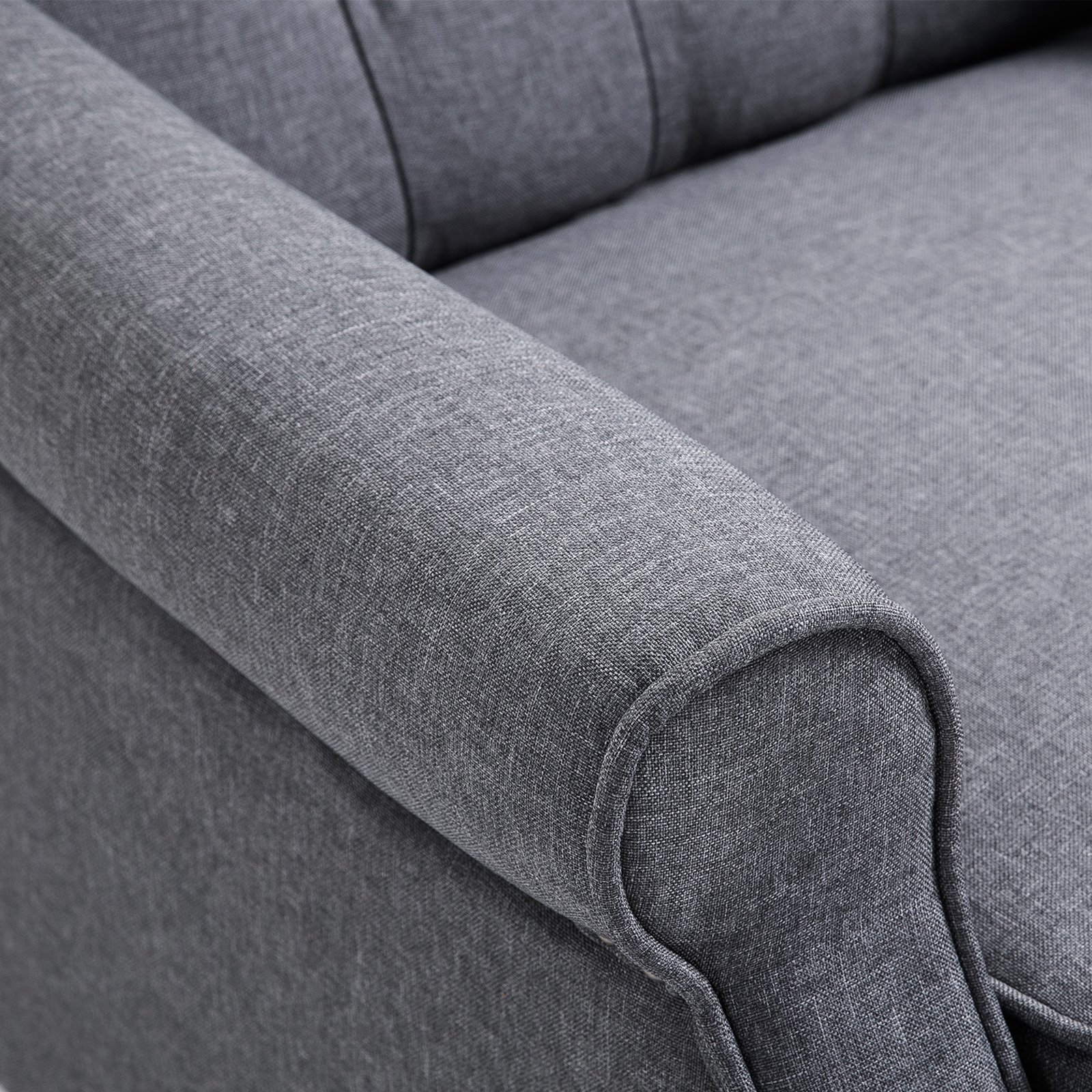 HOMCOM Recliner Armchair, Vintage Reclining Chair with Nail Head Trim, Wingback Chair with Button Tufted Back and Footrest, for Living Room, Grey - Image 8