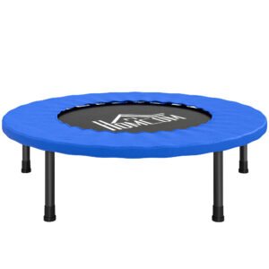 HOMCOM 32" Mini Fitness Trampoline Home Gym Yoga Exercise Rebounder Indoor Outdoor Jumper with Safety Pad, Support Up to 100 KG, Blue and Black