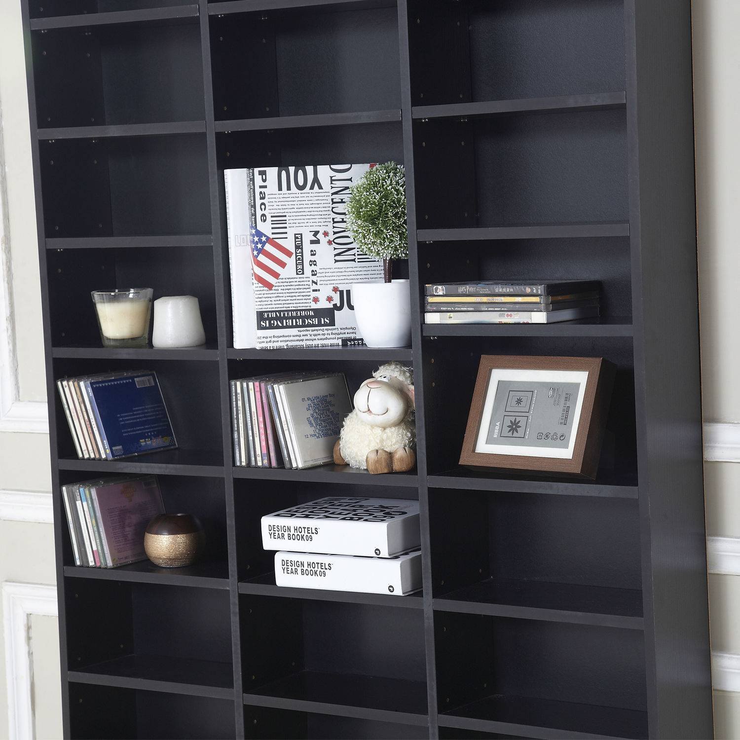 HOMCOM 1116 CD/ 528 DVD Storage Unit, Media Storage Shelf, Wooden Display Unit with Adjustable Shelves, 102 x 195 cm, Black - Image 9