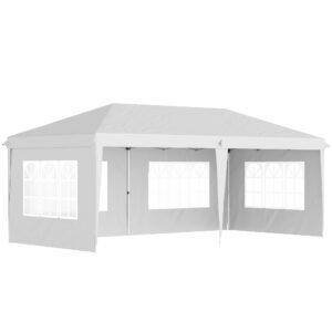 Outsunny 3 x 6m Pop Up Gazebo, Height Adjustable Marquee Party Tent with Sidewalls and Storage Bag, White