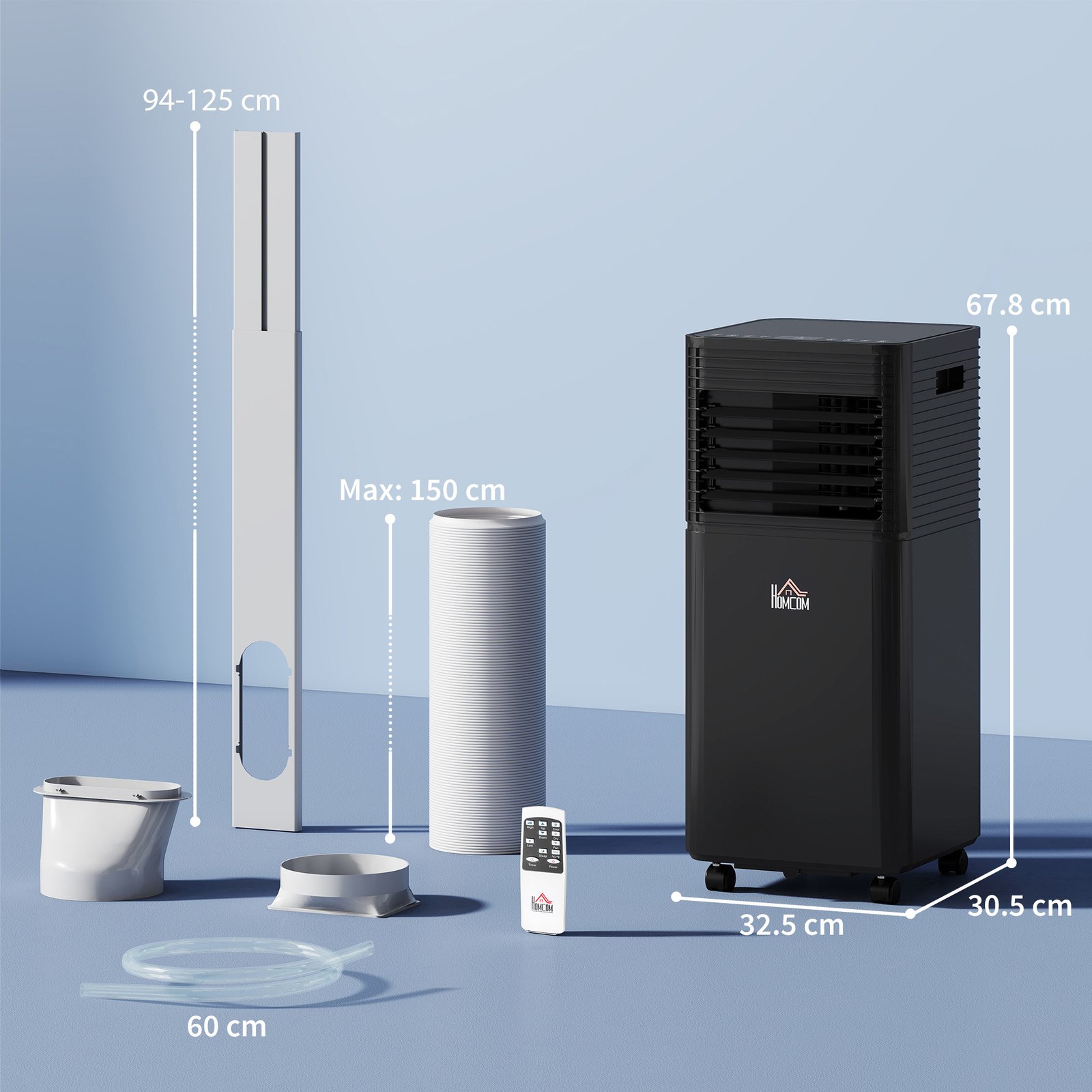 HOMCOM 7000 BTU 4-In-1 Portable Air Conditioner Unit Cooling Dehumidifying Ventilating for Room up to 26m², with Fan, Remote, 24H Timer, Window Mount Kit, R290, A Energy Efficiency - Image 3