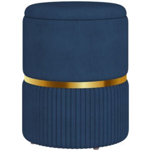 HOMCOM Velvet-Feel Storage Ottoman - Blue