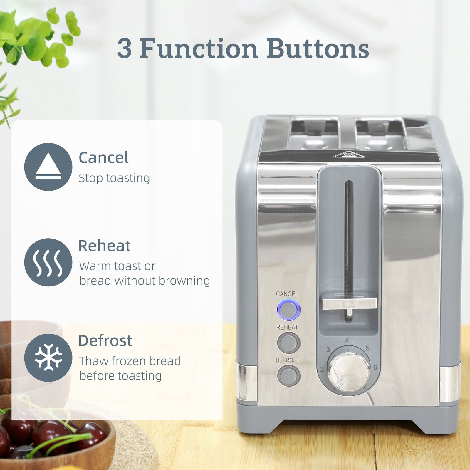 HOMCOM Sleek Textured Kettle and Toaster Set - Grey - Image 7
