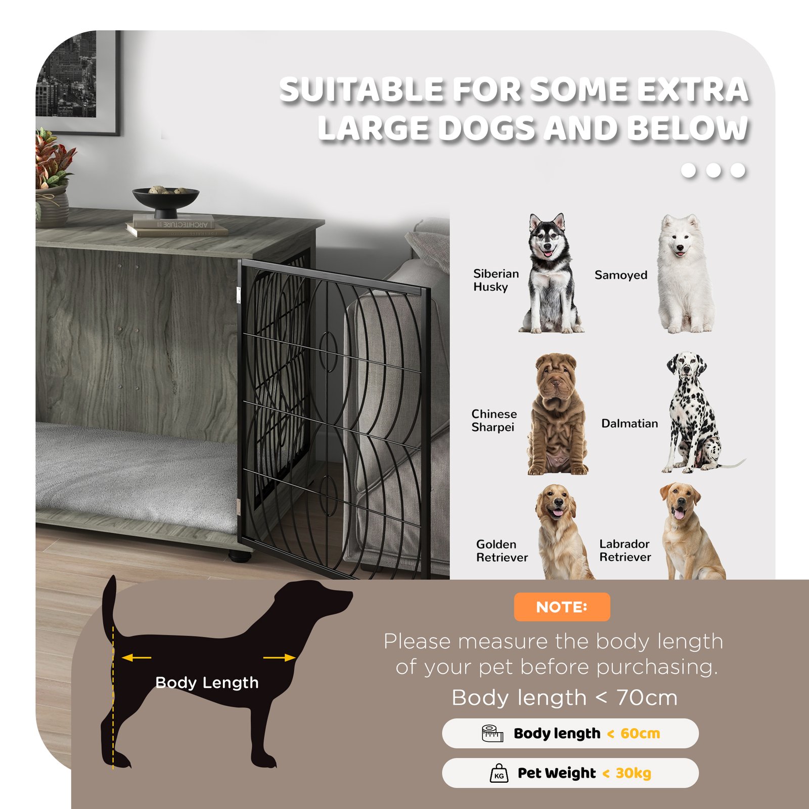 PawHut 46.46'' Dog Crate Furniture End Table w/ Plush Washable Cushion, Lockable Door, for Extra Large Dogs - Image 4