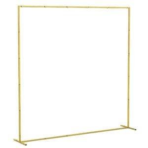 Outsunny Wedding Arch Backdrop Stand, Square Metal Arch Frame with U-shaped Stakes, Gold Wedding Arch, 6.6 FT