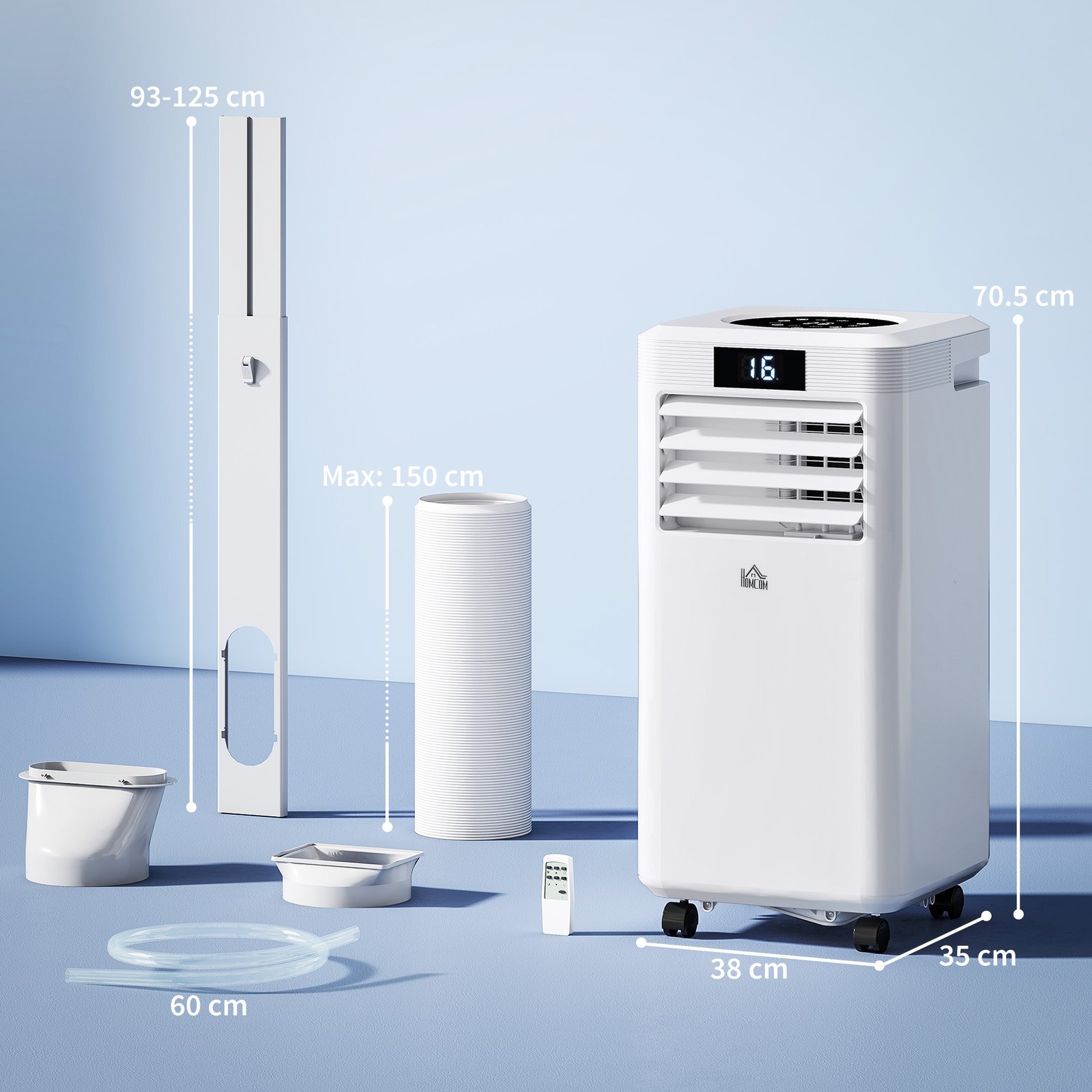 HOMCOM 10000 BTU Air Conditioning Unit, 3-in-1 Portable Air Conditioner, Dehumidifier, Cooling Fan with Remote Control, Digital Display, 2 Speeds, 24H Timer, Window Venting Kit, 22m² - Image 3