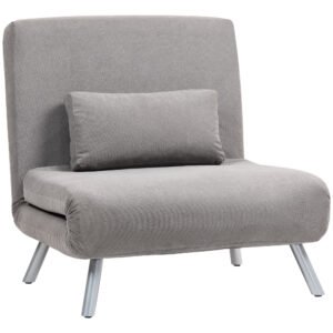 HOMCOM Single Snow Flannel Chair Bed – Grey