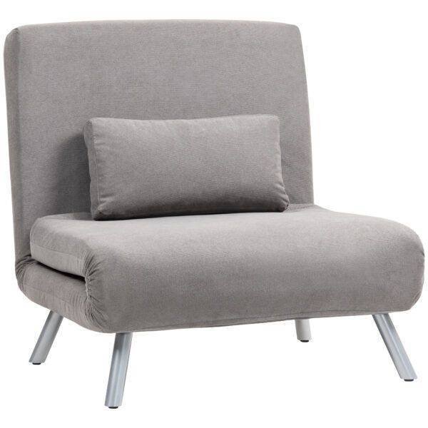 HOMCOM Single Snow Flannel Chair Bed – Grey