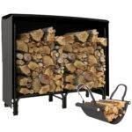 Outsunny 4FT Firewood Rack with Canvas Carrier Bag and 600D Oxford Waterproof Cover, Metal Log Store Indoors, Log Storage Rack Holder for Outdoor Indoor Fireplace, Black Outsunny 4FT Firewood Rack with Canvas Carrier Bag and 600D Oxford Waterproof Cover, Metal Log Store Indoors, Log Storage Rack Holder for Outdoor Indoor Fireplace, Black