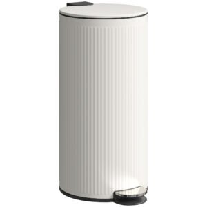 HOMCOM Kitchen Bin, 30 Litre Pedal Rubbish Bin with Removable Bucket, Cream