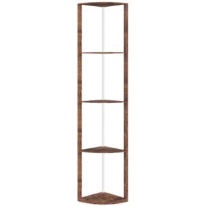 HOMCOM RGB Standing Lamp with Shelves, 4-Tier LED Floor Lamp with Multiple Lighting Modes, Rustic Brown