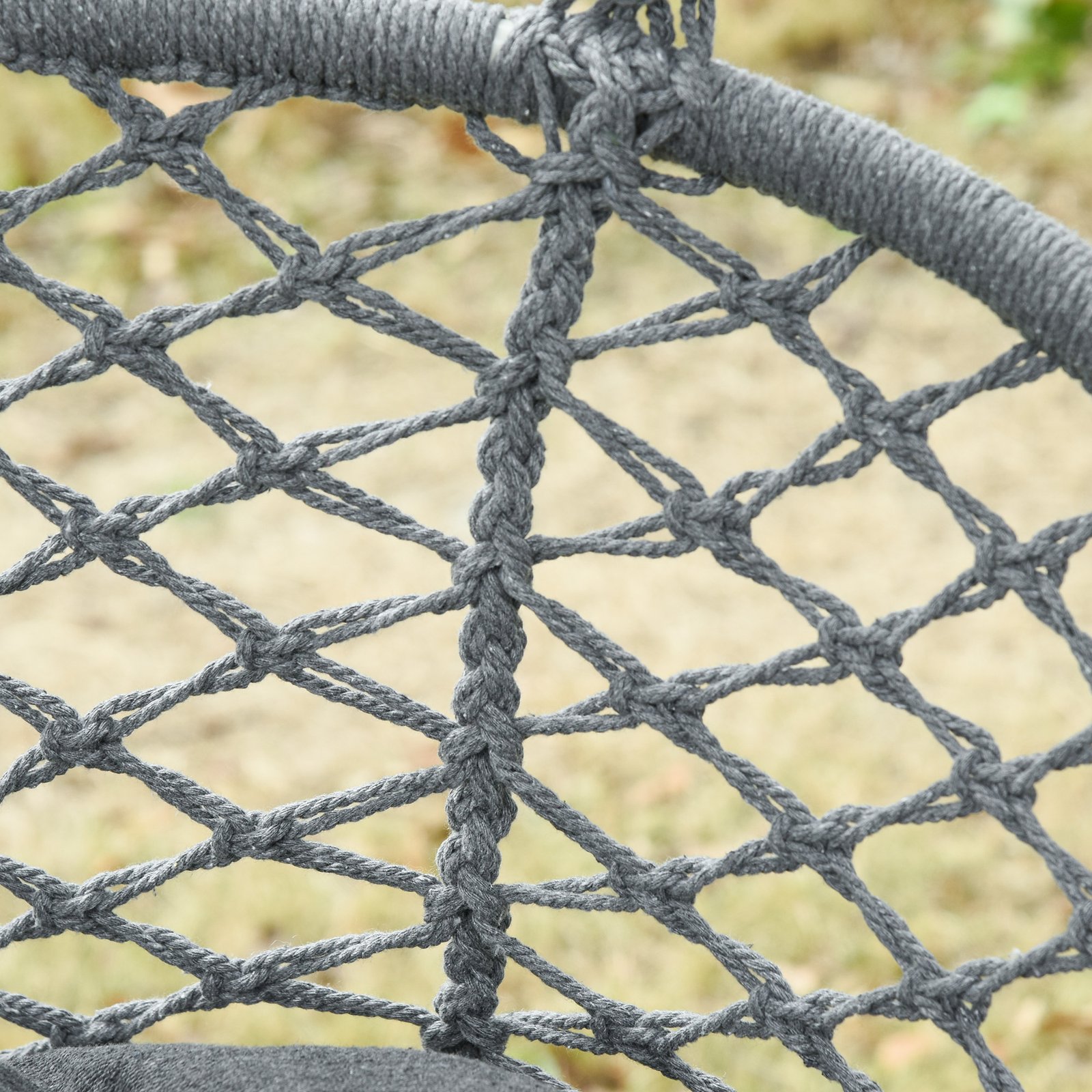 Outsunny Two-Seater Boho Macrame Hammock Swing - Grey - Image 9