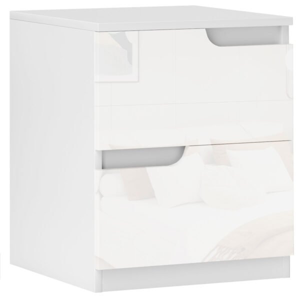 HOMCOM High Gloss Bedside Table – White