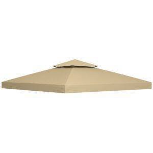 Outsunny 3(m) Gazebo Top Cover Double Tier Canopy Replacement Pavilion Roof Deep Beige
