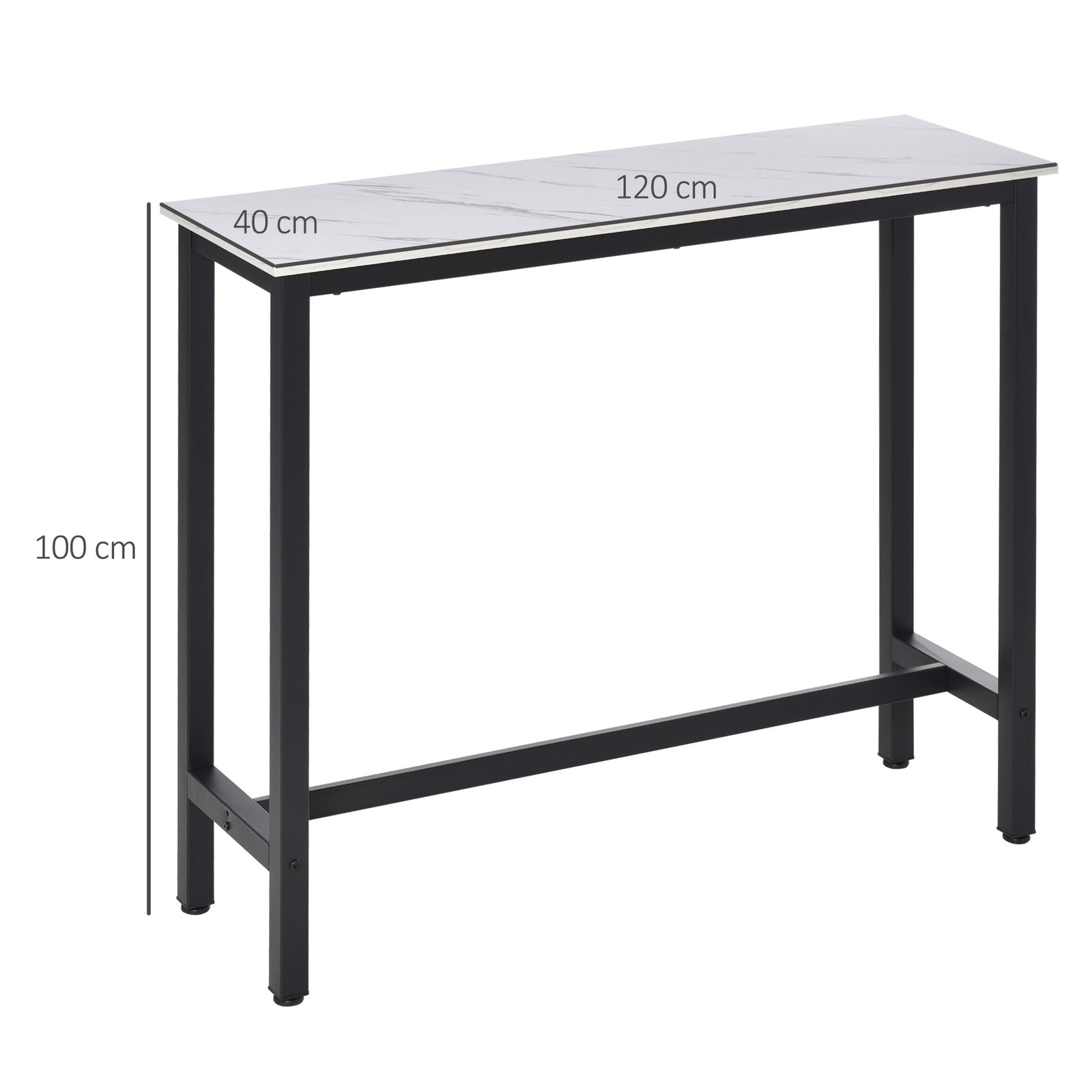 HOMCOM Rectangular Bar Table, Wood Effect Coffee Table for Small Space, Breakfast Dining, Kitchen, Industrial, White & Black - Image 3