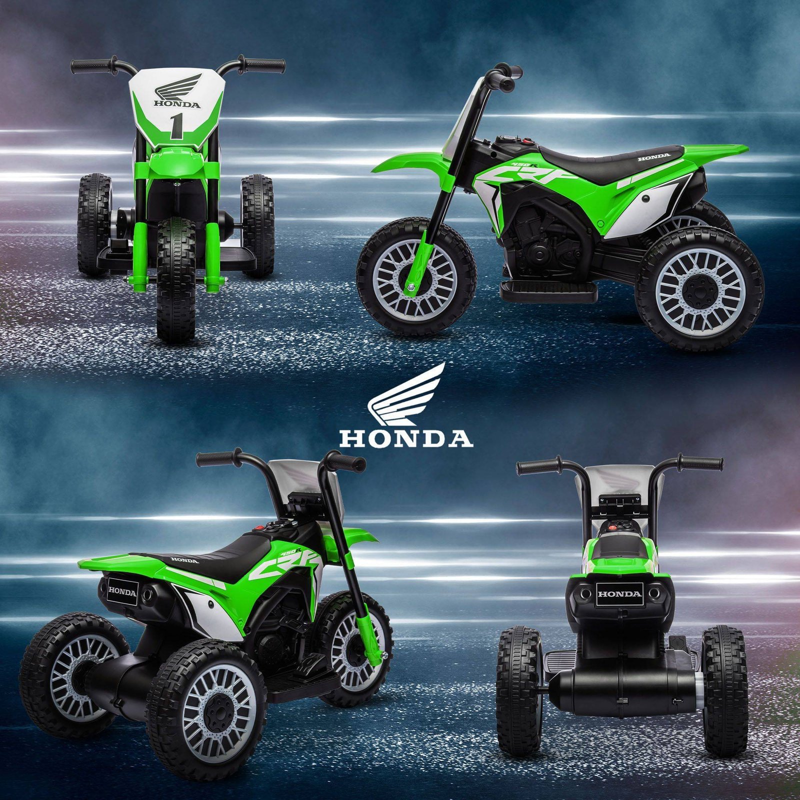 HOMCOM 6V Kids Motorbike, Three-Wheel Kids Electric Bike with Horn, Startup Sound for Ages 18-36 Months - Green - Image 8