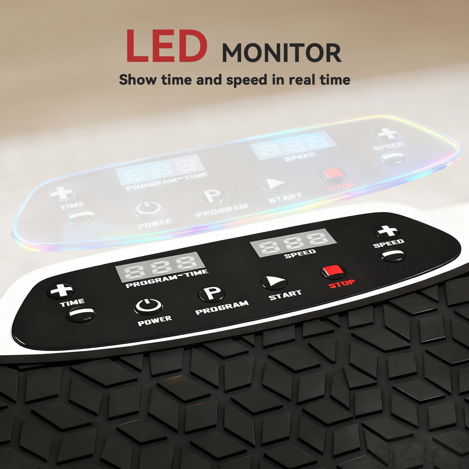 SPORTNOW Vibration Plate, with Adjustable/Removable Handle, Preset Modes, 50 Speeds - Image 7