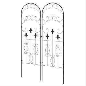 Outsunny Metal Trellis Set of 2, Garden Trellis for Climbing Plants Support Frames, Scrolls Design
