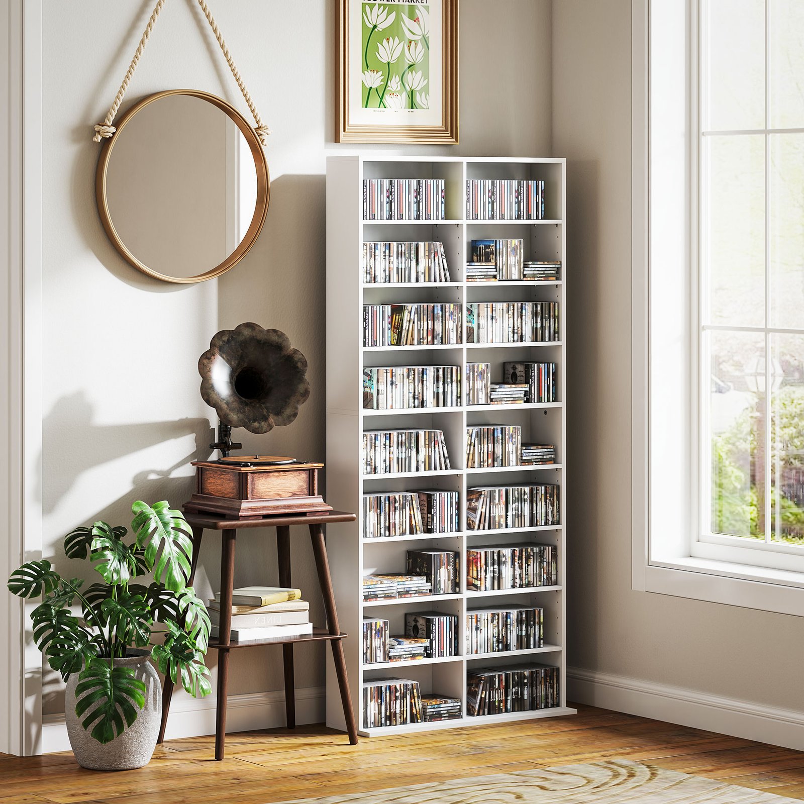 HOMCOM 640 CD Storage Tower - White - Image 9