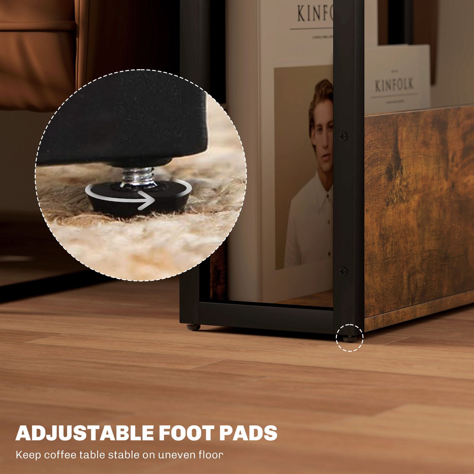 HOMCOM Industrial-Style Side Table - Black/Brown - Image 6