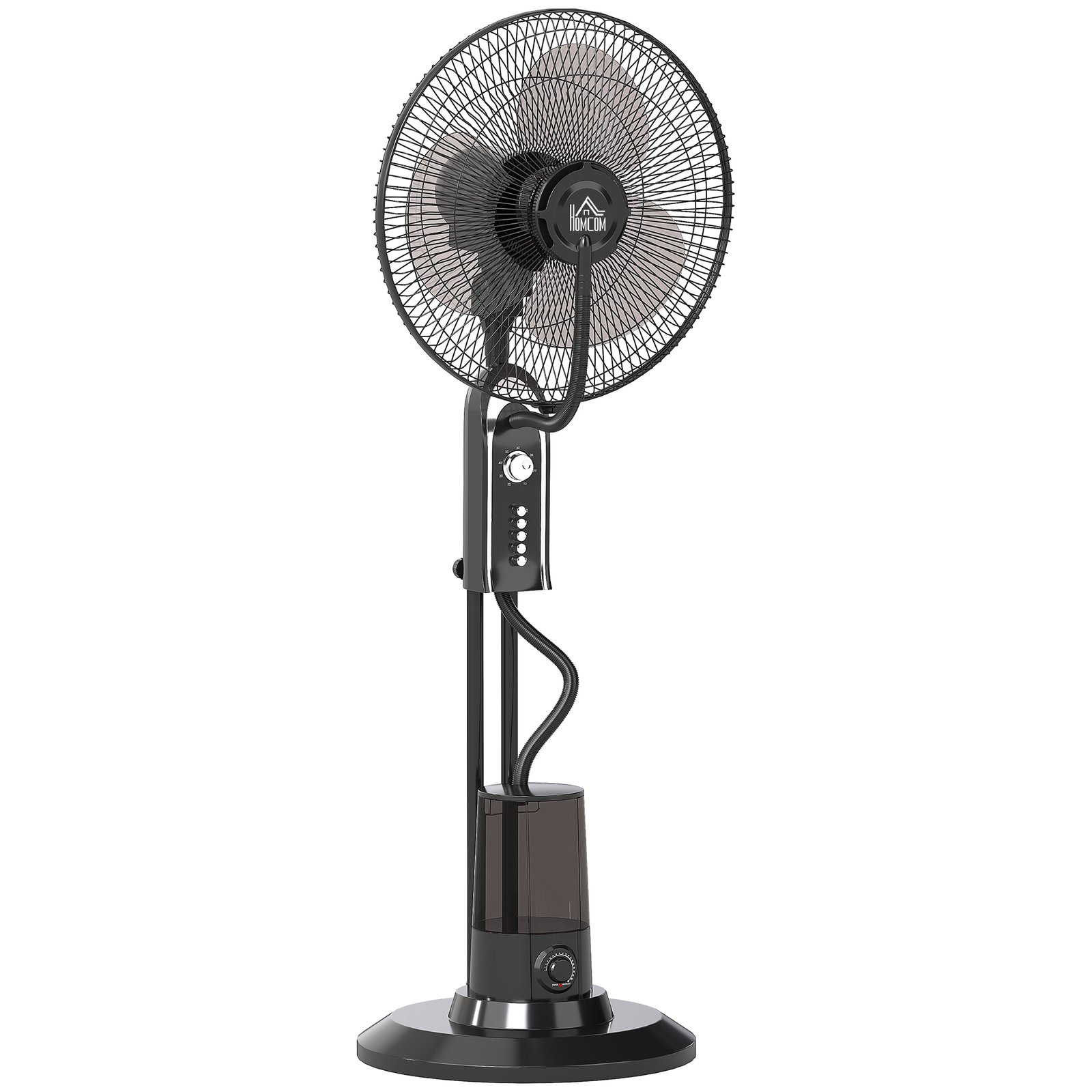 HOMCOM Pedestal Fan with Water Mist Spray, Spray Misting Fan with 70° Oscillation, Tilt Head, 3 Speeds, 3 Modes, Adjustable Mist, 3.2L Water Tank, for Home, 120 cm