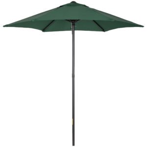 Outsunny 2m Garden Parasol Umbrella, Outdoor Sun Shade with 6 Sturdy Ribs for Balcony, Bench, Garden, Green