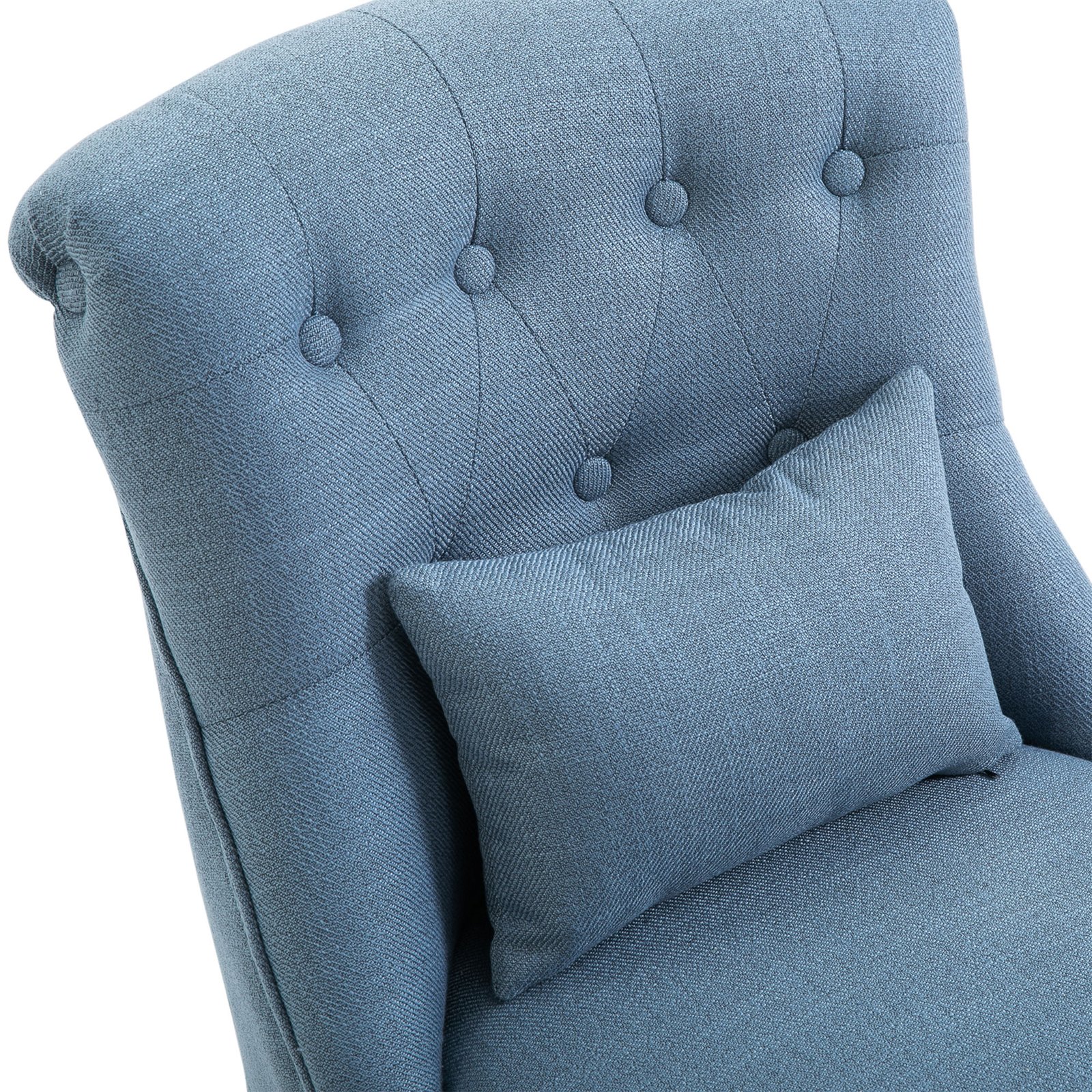 HOMCOM Tub Chair, Armless Single Sofa, Modern Button Tufted Armchair, Upholstered Linen Fabric Longue Accent Chair for Living Room, Bedroom, Set of 2, Blue - Image 7