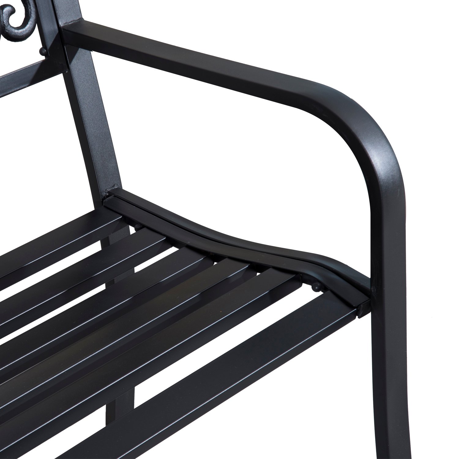 Outsunny 2-Seater Garden Bench, Steel-Black - Image 9
