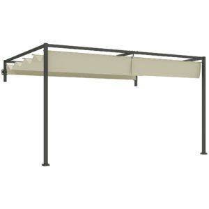 Outsunny 3 x 4m Steel Pergola, with Retractable Canopy - Khaki