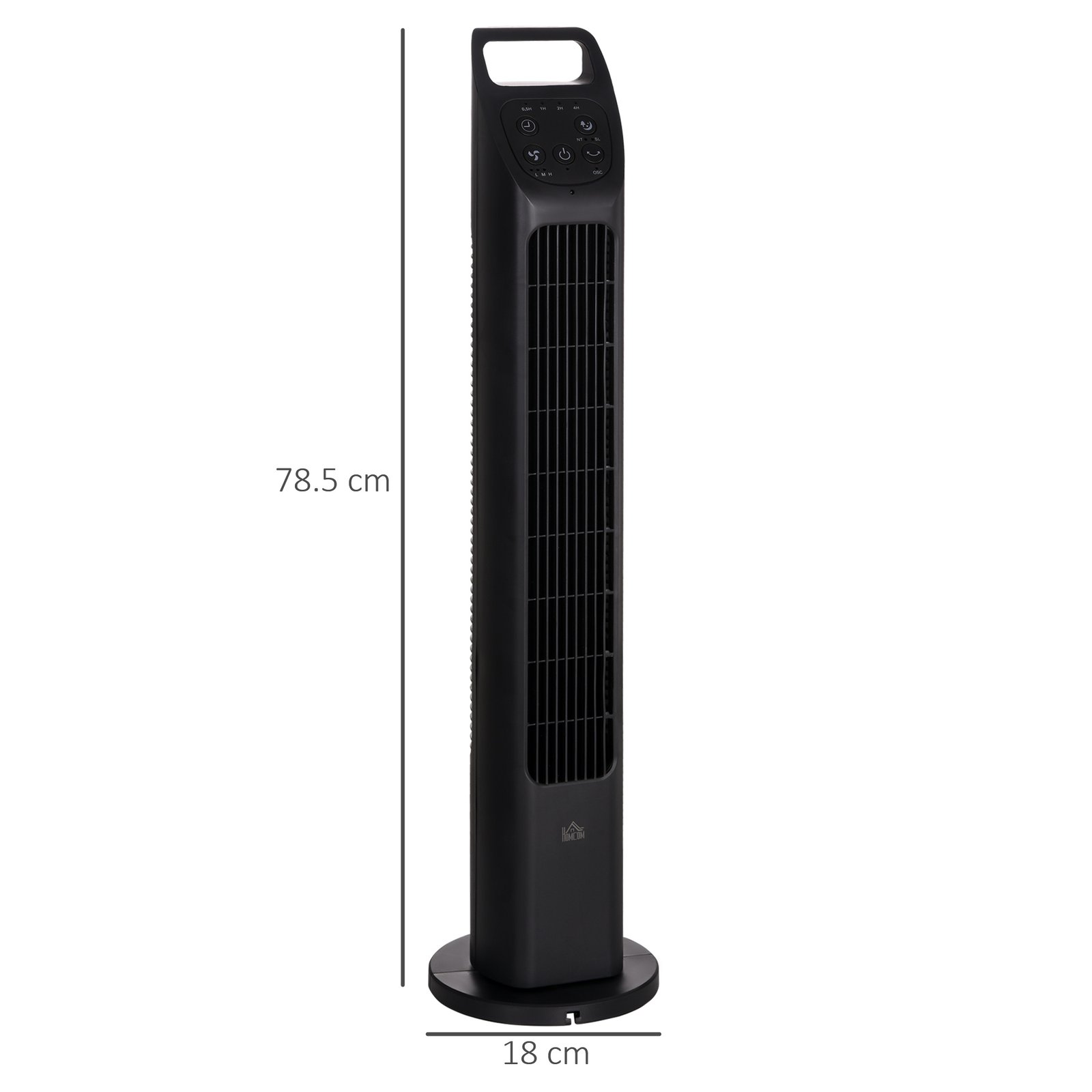 HOMCOM 31" Oscillating Tower Fan with Remote Control, 4H Timer, 3 Speed 3 Modes, Quiet Electric Floor Standing Fan for Home Bedroom Office, Black - Image 3