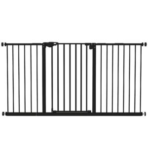 PawHut Adjustable Safety Gate w/ Three Extensions, Four Adjustable Screws, Black