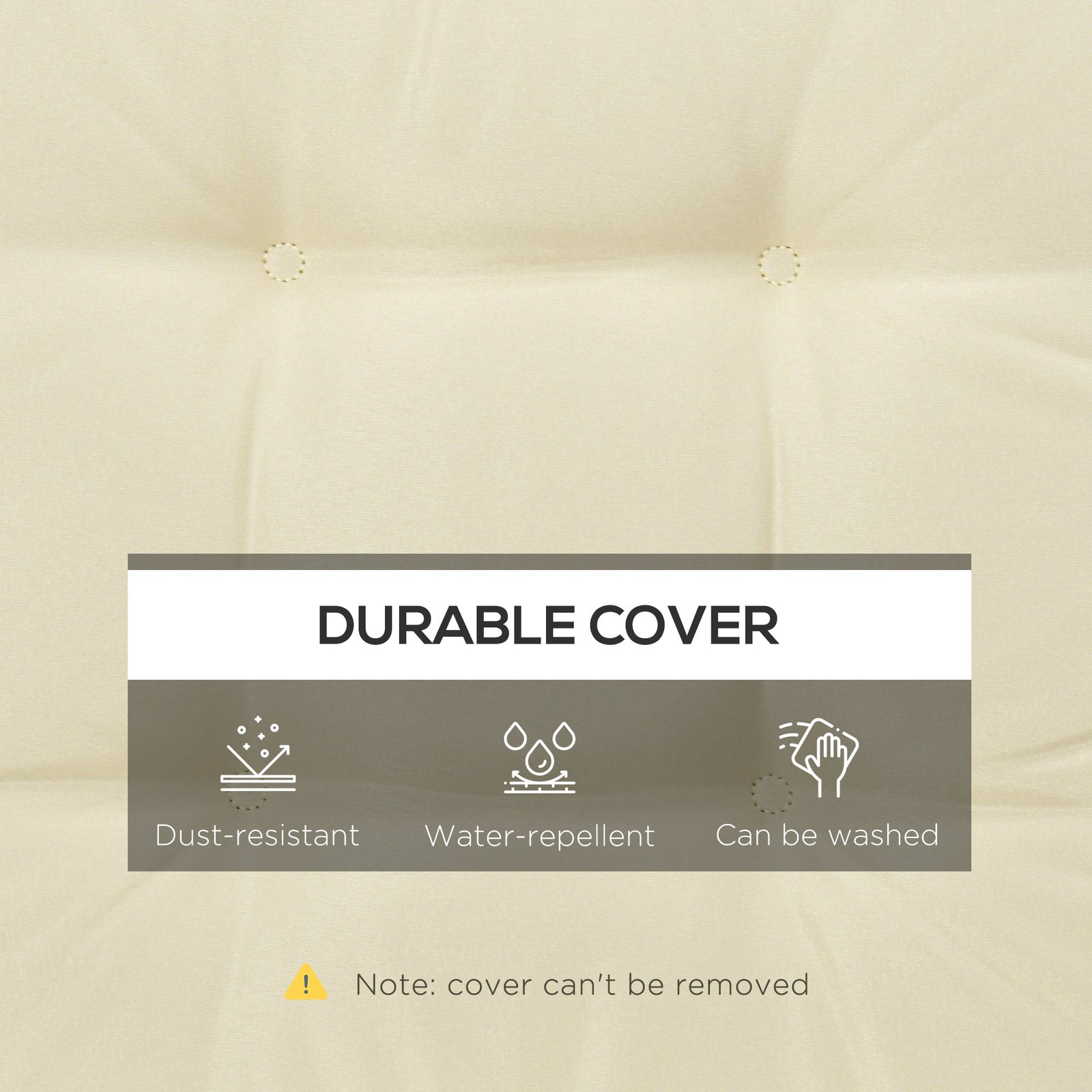 Outsunny Set of 4 Garden Seat Cushion with Ties, 42 x 42cm Replacement Dining Chair Seat Pad, Cream White - Image 5