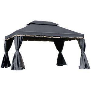 Outsunny 3 x 4m Aluminium Garden Gazebo, Marquee Canopy Shelter Pavilion Party Tent with Nets and Curtains for Garden and Deck, Black