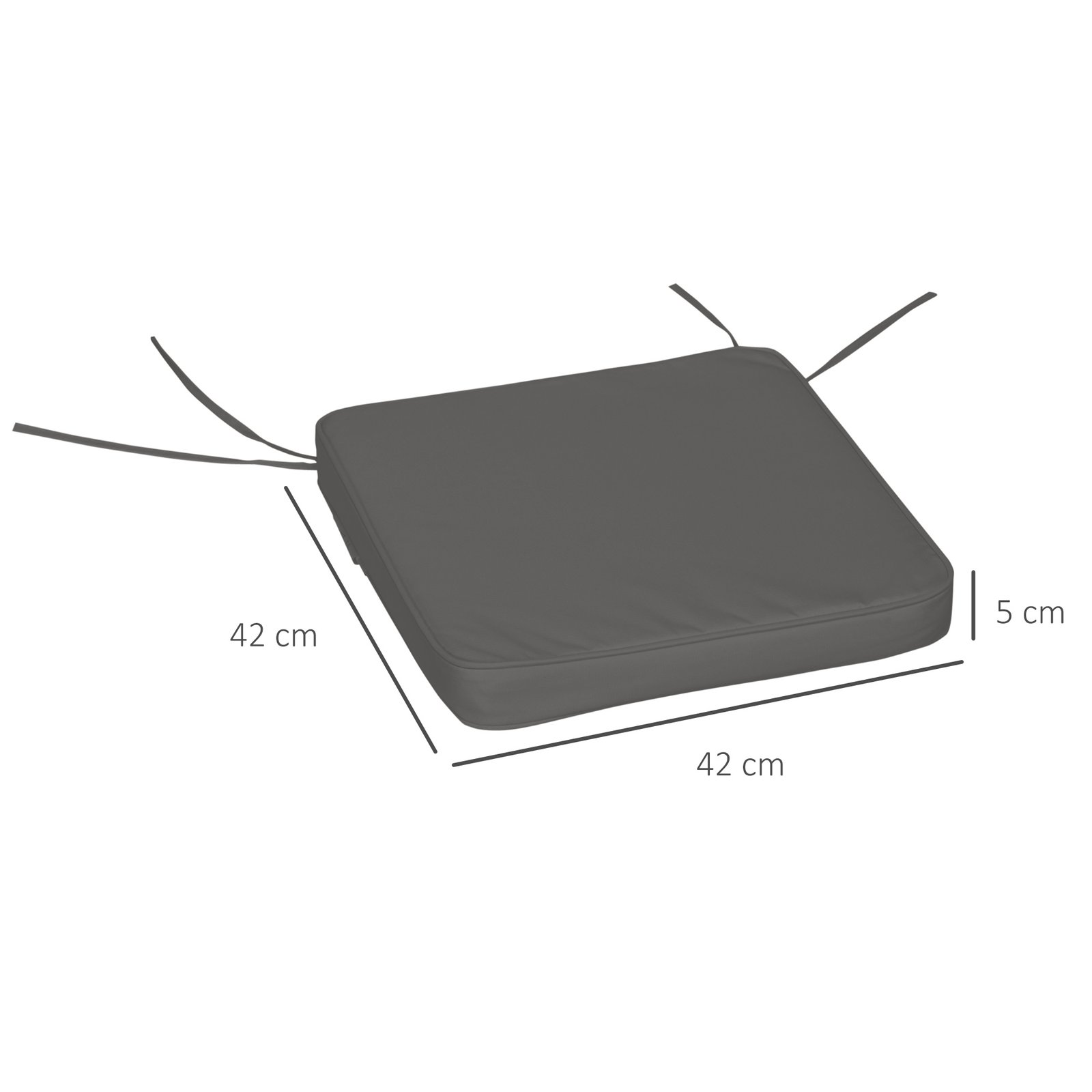Outsunny Set of 6 Pcs Chair Cushion, 42Lx42Wx5T cm-Grey - Image 3