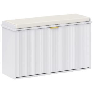 HOMCOM Elegant Eight Shoe Bench, with Top Seat - White