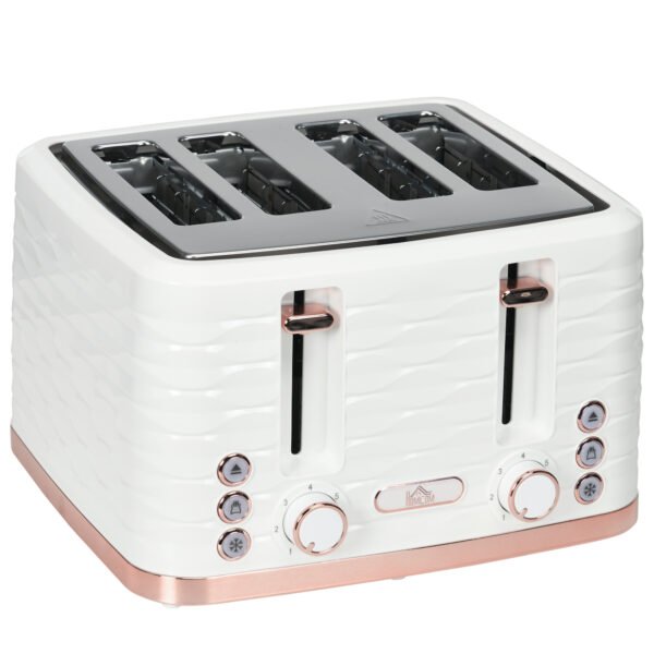 HOMCOM Four-Slice Rippled Toaster – White