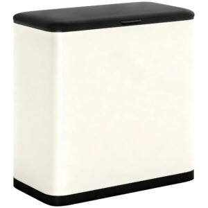 HOMCOM 8L Hanging Kitchen Bin, Rubbish bin with Lid and Removable Inner Bucket for Kitchen Cabinet Door, Under Sink, Office