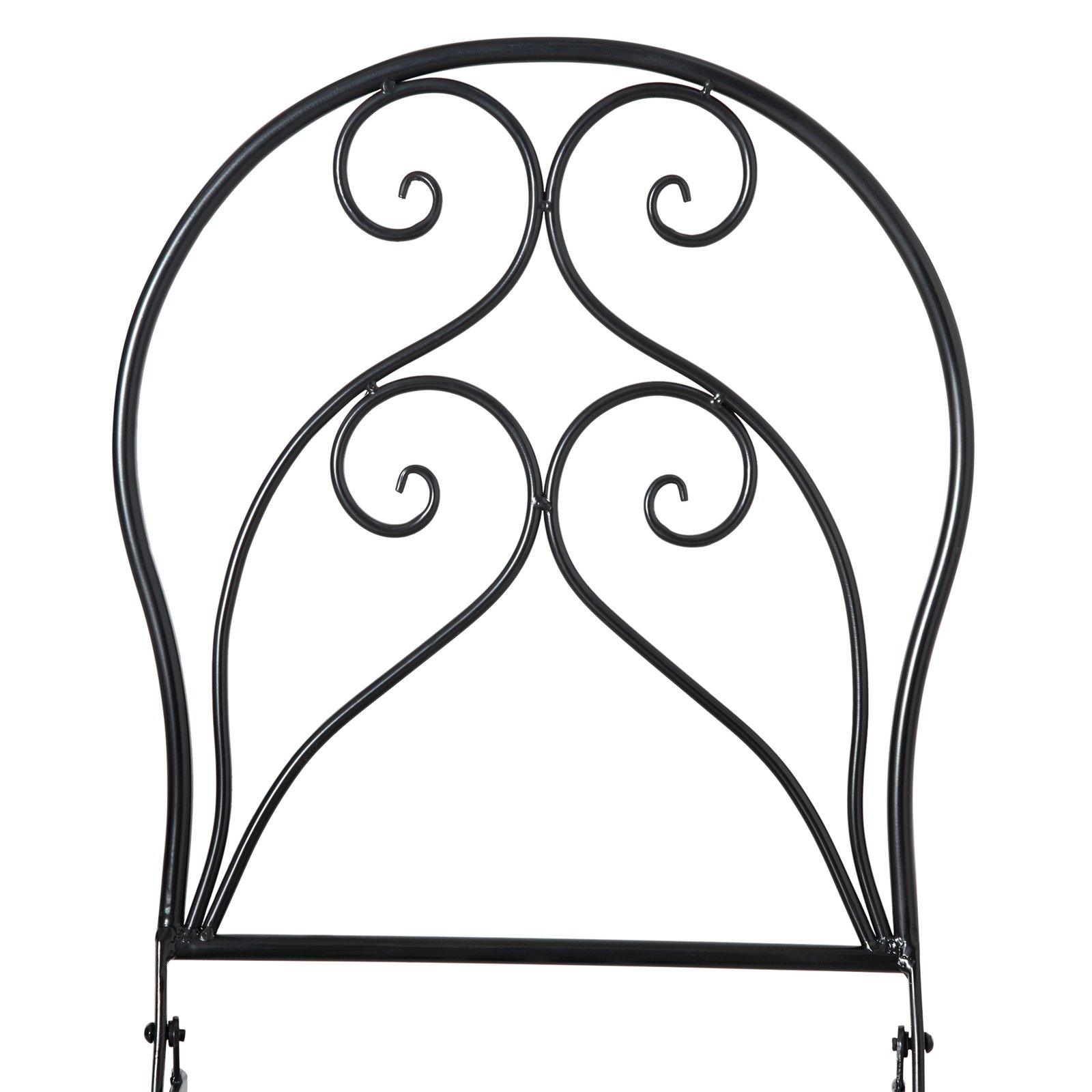 Outsunny 3 Pieces Garden Bistro Set with Coffee Table and 2 Folding Single Chairs, Mosaic Garden Table Top and Seats, Metal Frame, for Patio Balcony, Black - Image 9