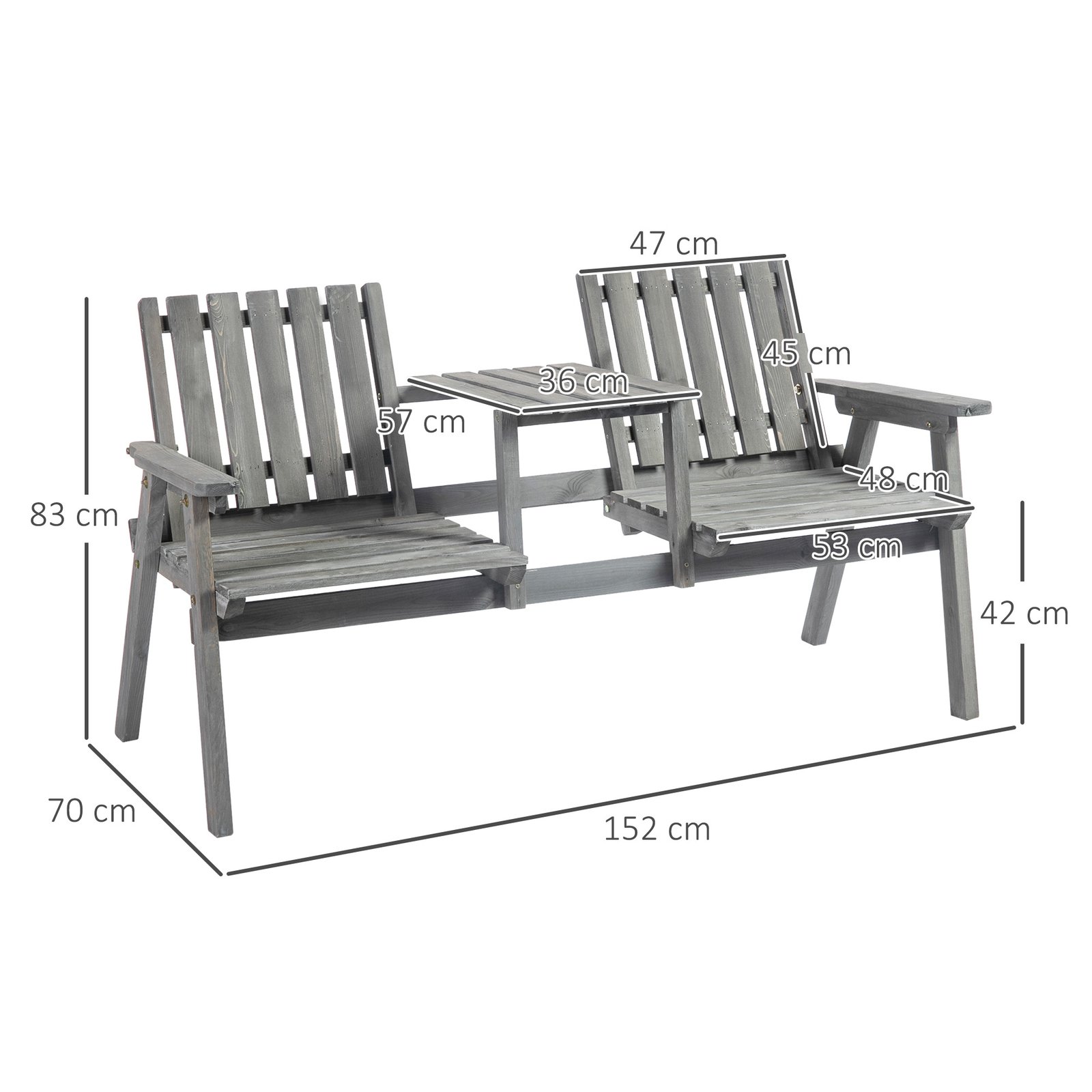 Outsunny 2-Seater Garden Bench Antique Loveseat for Yard, Lawn, Porch, Patio, Steel, Grey - Image 3