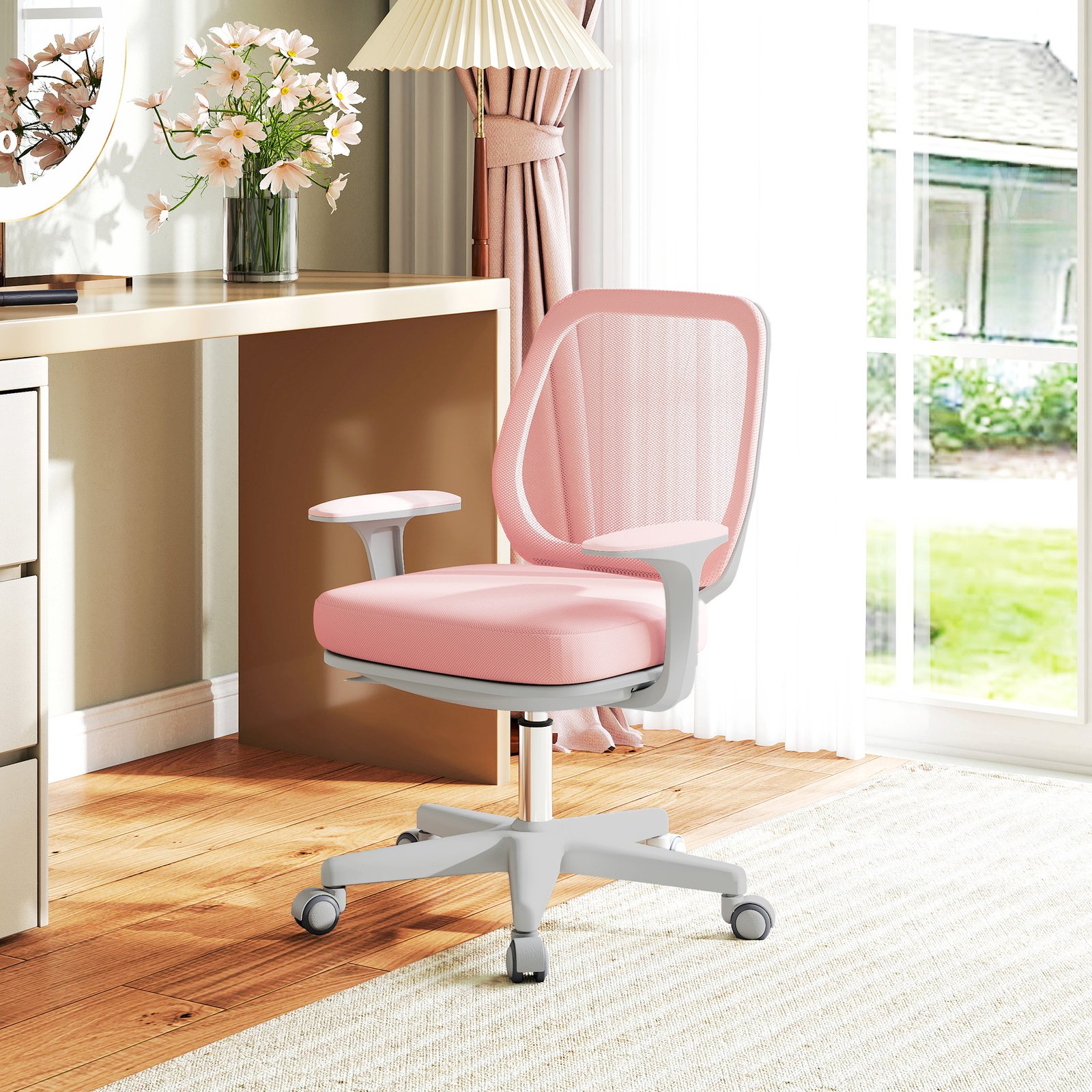 Vinsetto 44-56cm Mesh Back Office Chair - Pink - Image 8